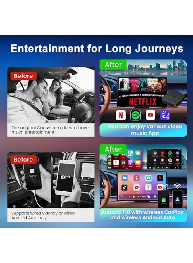 Smart Multimedia AI Box with Android 11 – Built-in YouTube & Netflix for Touch Screens – Converts Wired Systems to Wireless CarPlay & Android Auto - Image 4